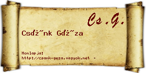 Csánk Géza névjegykártya